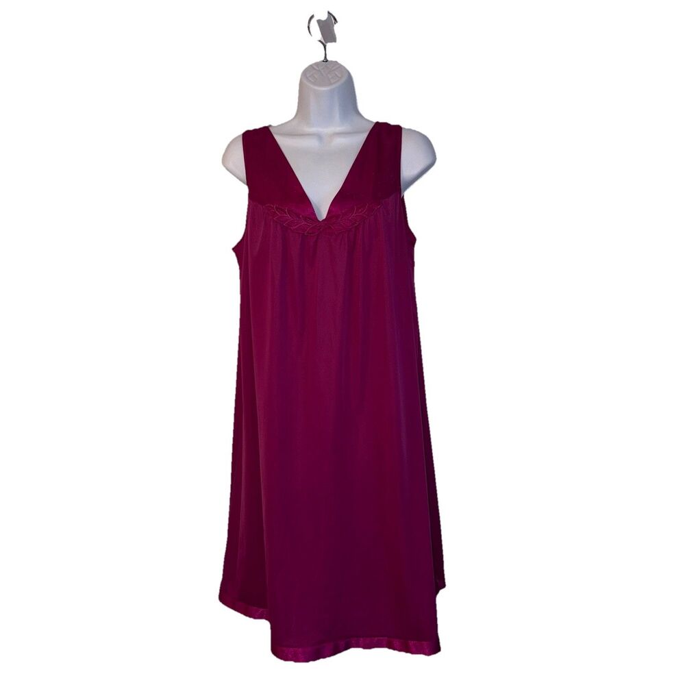 Vtg Vassarette Nightgown Size XL Berry Pink Silky Nylon Chemise Sleeveless  USA
